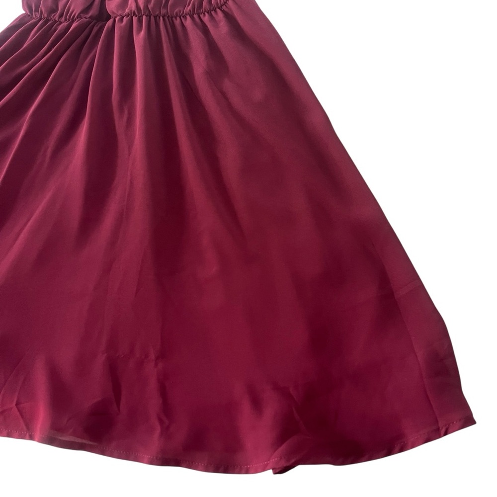 Lush Francescas Women M Wine Maroon Chiffon Sleeveless Halter Blouson Mini Dress - Picture 9 of 16